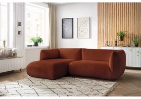 Ъглов диван от оранжев велур (ляв ъгъл) Lecomte - Bobochic Paris
