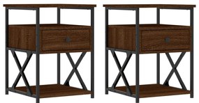 826082 vidaXL Нощни шкафчета 2 бр кафяв дъб 40x42x55 см инженерно дърво