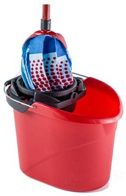 Комплект за почистване на под Vileda Super Mocio, 3 части, 10 л, Отцеждащ механизъм, Червен