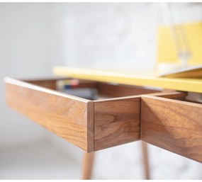 Сиво бюро с основа от ясенова дървесина, дължина 85 cm Luka Oak - Ragaba