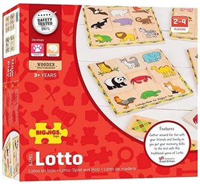 Bigjigs - Дървена игра лото животни