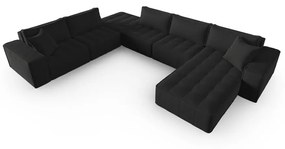 Черен ъглов диван (ляв ъгъл/"U") Mike - Micadoni Home