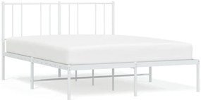 352527 vidaXL Метална рамка за легло с горна табла, бяла, 120x200 см
