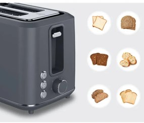Тостер за хляб AENO ATS0001G, 930W, 7 степени, Сензорно управление, Обратен таймер, Защита при засядане, Тих, Сив