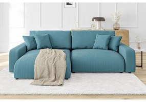 Тюркоаз сгъваем ъглов диван от рипсено кадифе Sara – Ropez
