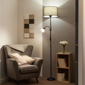 Brilagi - Подова лампа CERIA 1xE27/100W/230V + 1xE14/25W черна/кафява