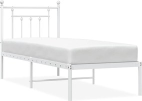 353576 vidaXL Метална рамка за легло, без матрак, с табла, бяла, 75x190 см