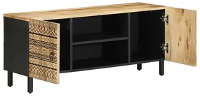 4018628 vidaXL ТВ шкаф, черен, 105x33,5x46 см, грубо мангово дърво масив