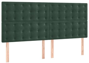 3116835 vidaXL Табла за легло, тъмнозелена, 200x5x118/128 см, кадифе