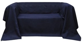 130898 Micro-suede Couch Slipcover Navy Blue 140 x 210 cm