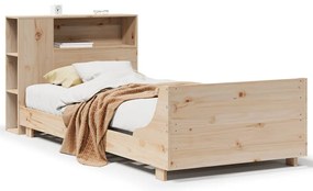 3323671 vidaXL Рамка за легло без матрак, 90x190 см, масивна чамова дървесина