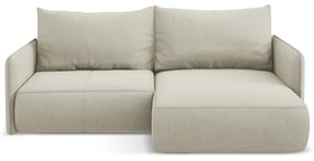 Кремав разтегателен ъглов диван с място за съхранение (десен ъгъл) Nanea – Makamii