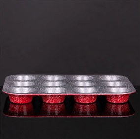 Форма за мъфини и кексчета ZEPHYR Red Passion ZP 1223 EG, 12 мъфина, Мраморно покритие, Червен