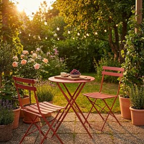 Теракотен стоманен градински комплект за хранене за 2 Austin – Bizzotto