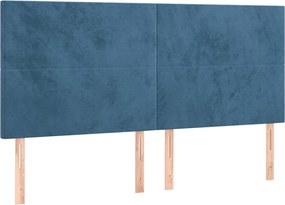 3116110 vidaXL Табла за легло, тъмносиня, 160x5x118/128 см, кадифе