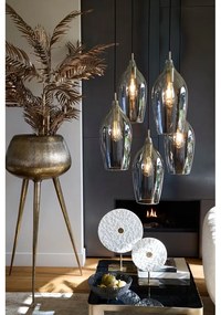 Тъмносиво и бронзово висящо осветително тяло със стъклен абажур ø 45 cm Lukaro – Light &amp; Living