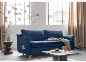 Тъмносин кадифен разтегателен диван 225 cm Charming Charlie – Miuform