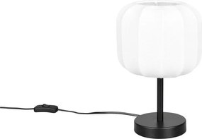 Бяла/матово черно метална настолна лампа с текстилен абажур (височина 30 cm) Madleine – Reality