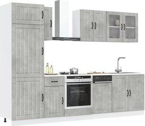 3314805 vidaXL Комплект кухненски шкафове от 8 части "Lucca", бетонно сив, инженерно дърво