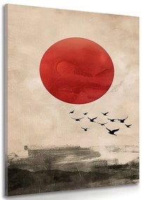 Картина на платно – Japandi магията на червената луна