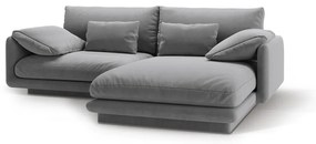 Светлосив кадифен ъглов диван (десен ъгъл) Torino – Micadoni