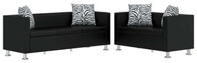 272178 vidaXL Комплект дивани, 2 и 3-местен, изкуствена кожа, черен