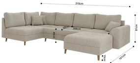 Бежов ъглов диван от плат букле (десен ъгъл/"U" форма) Ariella – Ropez