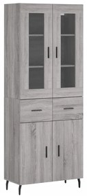 3198551 vidaXL Висок шкаф, сив сонома, 69,5x34x180 см, инженерно дърво