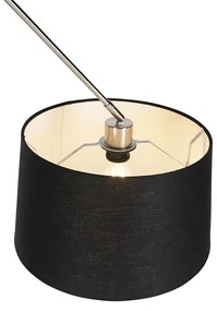 Висяща лампа от стомана с черен ленен абажур 35 см - Blitz
