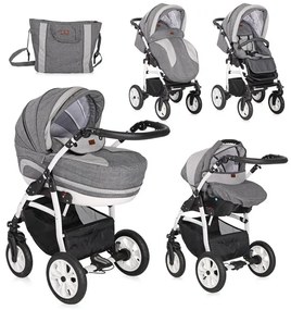 Детска комбинирана количка 3в1 KARA /въздушни гуми/ Lorelli - Light&Dark Grey