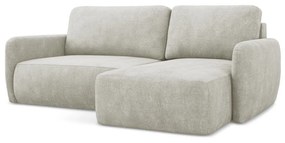 Кремав шенилов разтегателен ъглов диван с място за съхранение (десен ъгъл) Lilo – Makamii