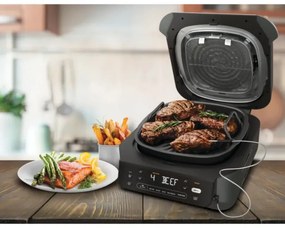 Фритюрник с горещ въздух и грил 5в1 Ninja Foodi Smart EG351EU, 1760W, 5.7 л, До 4 порции, 5 режима, Cyclonic Air, Smart Cook, Керамично покритие, Черен/инокс