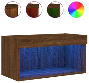 837139 vidaXL ТВ шкаф с LED осветление, кафяв дъб, 60x30x30 см