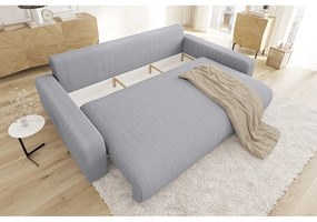 Светлосив разтегателен диван с място за съхранение от рипсено кадифе 234 cm Sara – Ropez