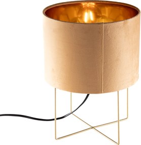 Модерна настолна лампа жълта със злато - Rosalina