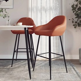338701 vidaXL Бар табуретки, 2 бр, светлокафяви, изкуствена кожа
