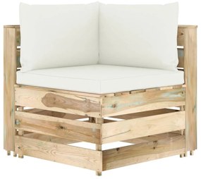 3074497 vidaXL Секционен ъглов диван с възглавници, зелено импрегнирано дърво