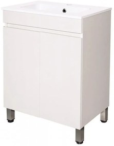 Долен шкаф за баня ICP 5981, PVC, бял, с умивалник, 59.4x37x81см