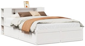 3323429 vidaXL Рамка за легло без матрак, бял, 120x190 см, борово дърво масив
