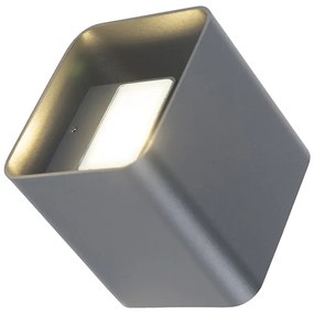 Модерна стенна лампа тъмно сива с LED IP54 квадратна - Evi