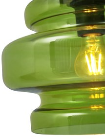 Ретро висяща лампа черна със зелено стъкло - Denise