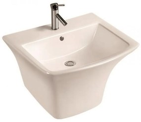 Мивка за баня ICC 5345MW, Inter Ceramic, с полуконзола, стенен монтаж, с отвор за смесител и преливник, порцелан, бял мат, 53x46x39см