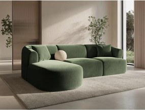 Зелен кадифен ъглов диван (ляв ъгъл) Campi – Cosmopolitan Design