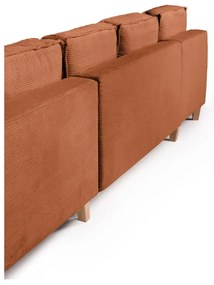 Оранжев сгъваем ъглов диван от рипсено кадифе (десен ъгъл/"U" форма) Tori – Bonami Selection