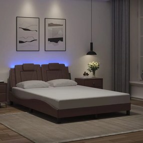 3214010 vidaXL Рамка за легло Viana с LED без матрак, кафява, 120x200 см