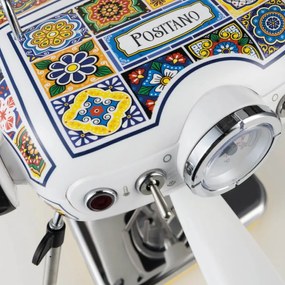 Кафемашина Ariete Positano 1389/1P, 850W, 15 bar, 0.9 л, Стиймър за мляко, Мляно и ESE дози, Бял/жълт