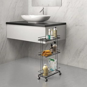 Матово черен стоманен подвижен стелаж 38x62x16 cm Lava – Metaltex