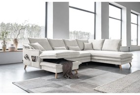 Бежов разтегателен ъглов диван (десен ъгъл/"U" форма) Charming Charlie – Miuform