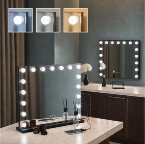 BRILAGI - LED огледало за грим с регулируема яркост HOLLYWOOD LED/15W/230V 60x50 cm черно