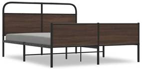 3318709 vidaXL Метална рамка за легло, без матрак, кафяв дъб, 160x200 см